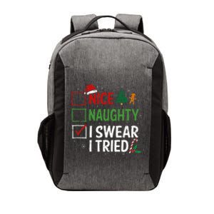 Nice Naughty I Swear I Tried Christmas List Xmas Santa Claus Vector Backpack