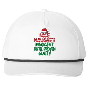 Nice Naughty Innocent Until Proven Guilty Christmas List Meaningful Gift Snapback Five-Panel Rope Hat