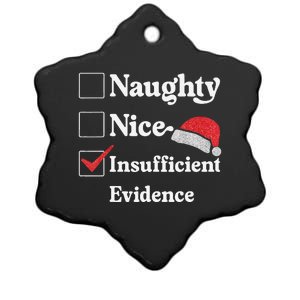 Naughty Nice Insufficient Evidence Christmas List Santa Ceramic Star Ornament