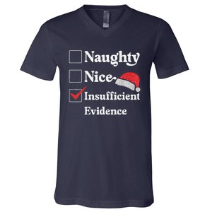 Naughty Nice Insufficient Evidence Christmas List Santa V-Neck T-Shirt