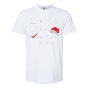 Naughty Nice Insufficient Evidence Christmas List Santa Softstyle CVC T-Shirt