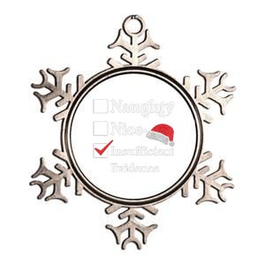 Naughty Nice Insufficient Evidence Christmas List Santa Metallic Star Ornament