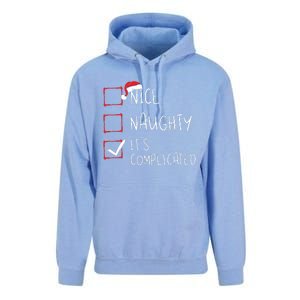 Nice Naughty Its Complicated Christmas List Santa Claus Unisex Surf Hoodie