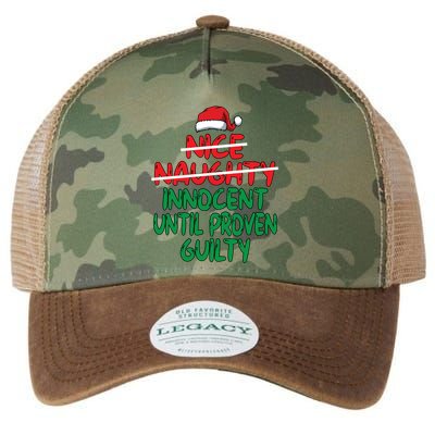 Nice Naughty Innocent Until Proven Guilty Christmas List Gift Legacy Tie Dye Trucker Hat
