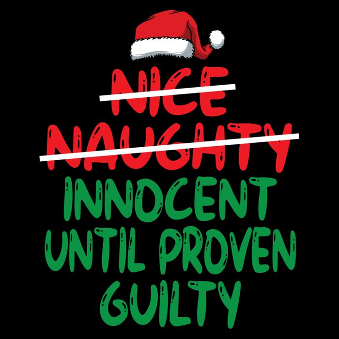 Nice Naughty Innocent Until Proven Guilty Christmas List Gift Drawstring Bag