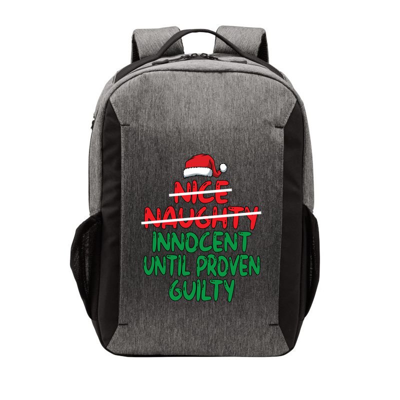 Nice Naughty Innocent Until Proven Guilty Christmas List Gift Vector Backpack