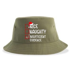 Nice Naughty Insufficient Evidence Christmas List Santa  Sustainable Bucket Hat