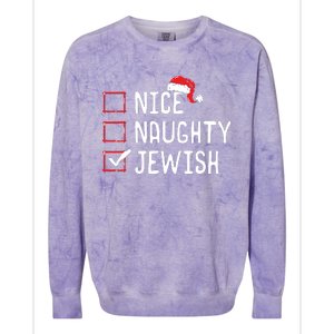 Nice Naughty Jewish Christmas List Colorblast Crewneck Sweatshirt