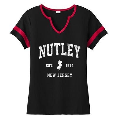 Nutley New Jersey Nj Vintage Athletic Sports Ladies Halftime Notch Neck Tee