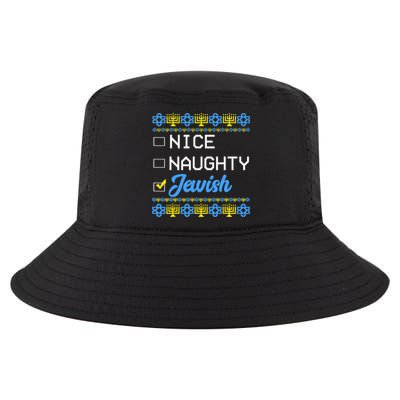 Nice Naughty Jewish Ugly Hanukkah Sweater Cute Chanukah Gift Cool Comfort Performance Bucket Hat