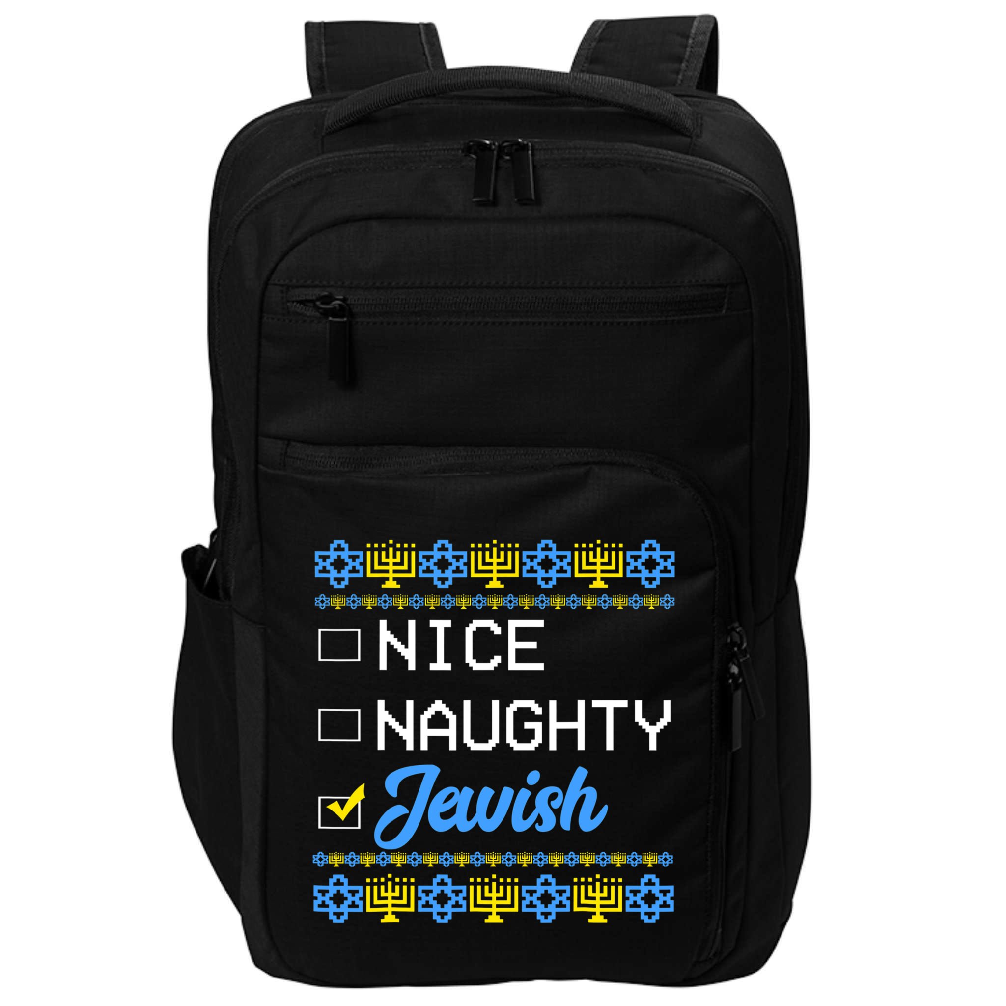 Nice Naughty Jewish Ugly Hanukkah Sweater Cute Chanukah Gift Impact Tech Backpack