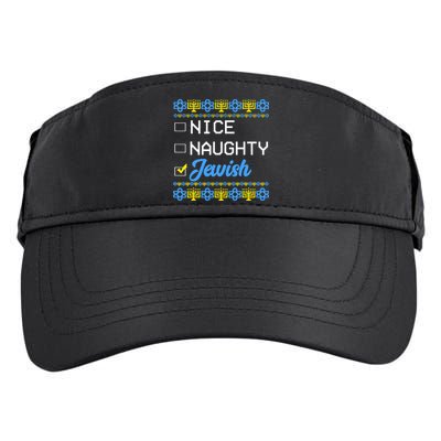 Nice Naughty Jewish Ugly Hanukkah Sweater Cute Chanukah Gift Adult Drive Performance Visor