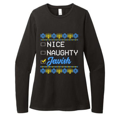 Nice Naughty Jewish Ugly Hanukkah Sweater Cute Chanukah Gift Womens CVC Long Sleeve Shirt