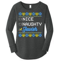 Nice Naughty Jewish Ugly Hanukkah Sweater Cute Chanukah Gift Women's Perfect Tri Tunic Long Sleeve Shirt