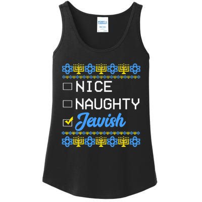 Nice Naughty Jewish Ugly Hanukkah Sweater Cute Chanukah Gift Ladies Essential Tank