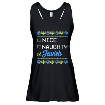 Nice Naughty Jewish Ugly Hanukkah Sweater Cute Chanukah Gift Ladies Essential Flowy Tank