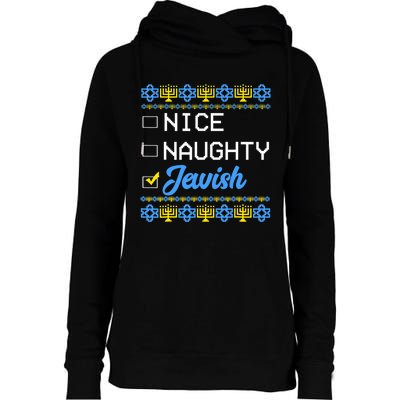 Nice Naughty Jewish Ugly Hanukkah Sweater Cute Chanukah Gift Womens Funnel Neck Pullover Hood