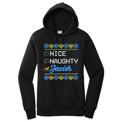 Nice Naughty Jewish Ugly Hanukkah Sweater Cute Chanukah Gift Women's Pullover Hoodie