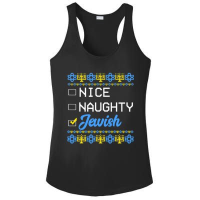 Nice Naughty Jewish Ugly Hanukkah Sweater Cute Chanukah Gift Ladies PosiCharge Competitor Racerback Tank