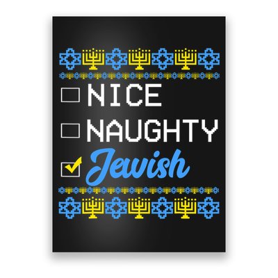 Nice Naughty Jewish Ugly Hanukkah Sweater Cute Chanukah Gift Poster