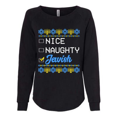 Nice Naughty Jewish Ugly Hanukkah Sweater Cute Chanukah Gift Womens California Wash Sweatshirt