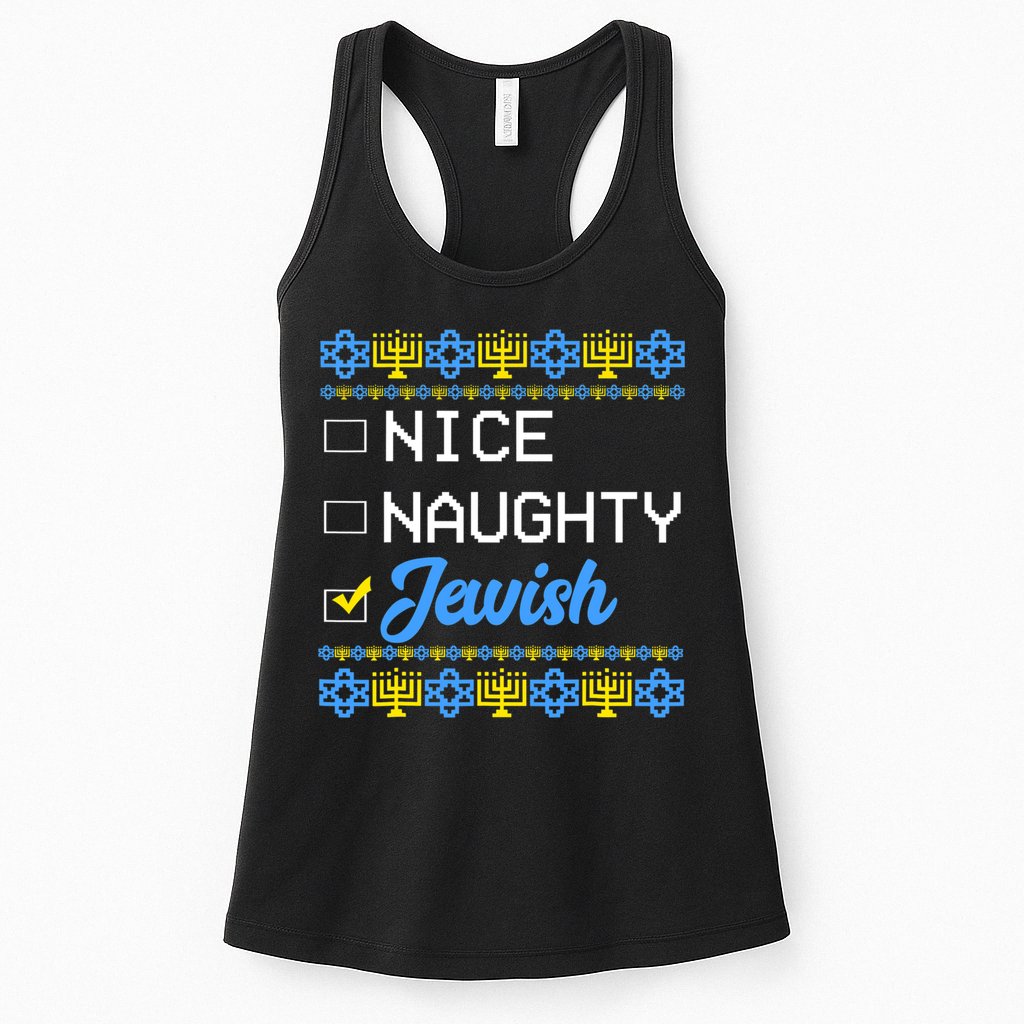 Nice Naughty Jewish Ugly Hanukkah Sweater Cute Chanukah Gift Womens Tank Top