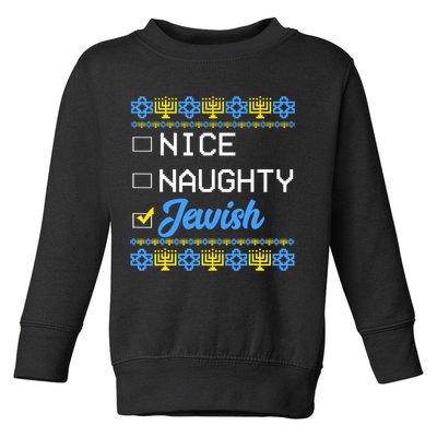 Nice Naughty Jewish Ugly Hanukkah Sweater Cute Chanukah Gift Toddler Sweatshirt