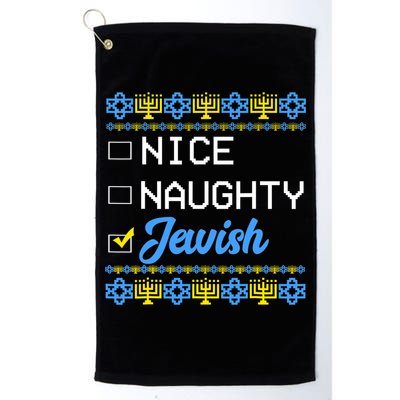 Nice Naughty Jewish Ugly Hanukkah Sweater Cute Chanukah Gift Golf Towel