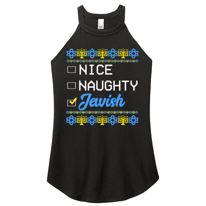 Nice Naughty Jewish Ugly Hanukkah Sweater Cute Chanukah Gift Women's Perfect Tri Rocker Tank