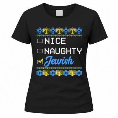 Nice Naughty Jewish Ugly Hanukkah Sweater Cute Chanukah Gift Women's T-Shirt