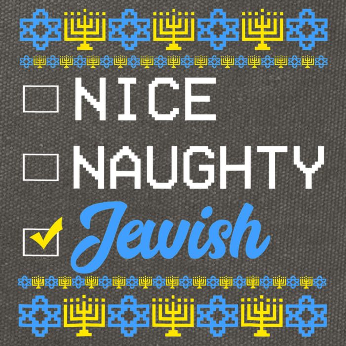 Nice Naughty Jewish Ugly Hanukkah Sweater Cute Chanukah Gift Cotton Canvas Backpack