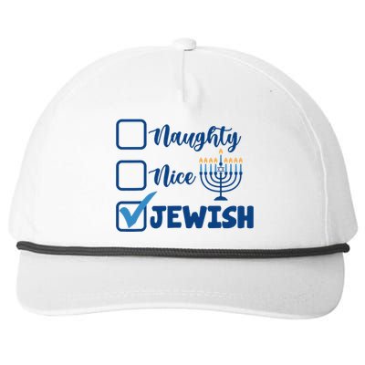 Naughty Nice Jewish Happy Hanukkah Pajama Family Matching Snapback Five-Panel Rope Hat