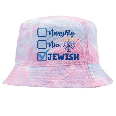 Naughty Nice Jewish Happy Hanukkah Pajama Family Matching Tie-Dyed Bucket Hat