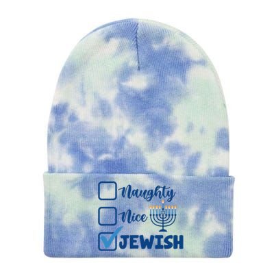 Naughty Nice Jewish Happy Hanukkah Pajama Family Matching Tie Dye 12in Knit Beanie