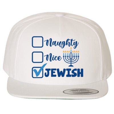 Naughty Nice Jewish Happy Hanukkah Pajama Family Matching Wool Snapback Cap