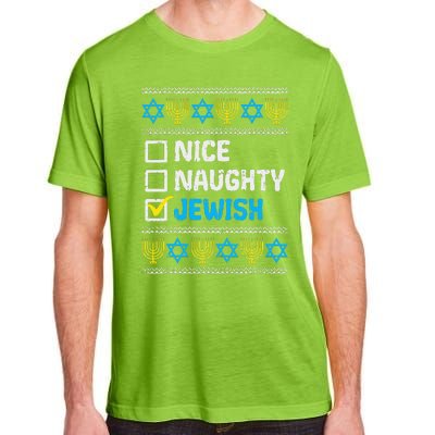 Nice Naughty Jewish Ugly Hanukkah Sweater Chanukah Jew Gift Short Sleeve Adult ChromaSoft Performance T-Shirt