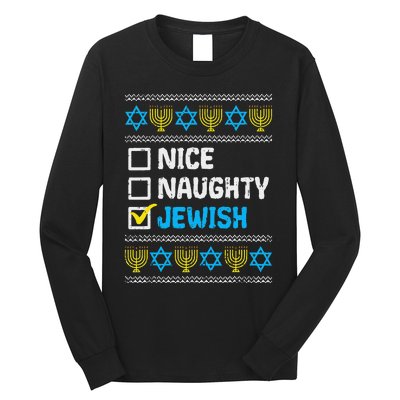 Nice Naughty Jewish Ugly Hanukkah Sweater Chanukah Jew Gift Short Sleeve Long Sleeve Shirt