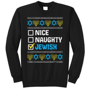 Nice Naughty Jewish Ugly Hanukkah Sweater Chanukah Jew Gift Short Sleeve Sweatshirt