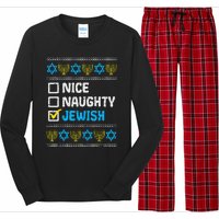 Nice Naughty Jewish Ugly Hanukkah Sweater Chanukah Jew Gift Short Sleeve Long Sleeve Pajama Set