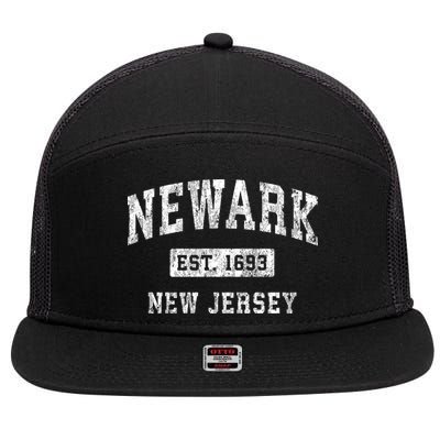 Newark New Jersey Nj Vintage Established Sports 7 Panel Mesh Trucker Snapback Hat