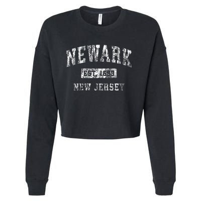 Newark New Jersey Nj Vintage Established Sports Cropped Pullover Crew