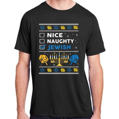 Nice Naughty Jewish Ugly Hanukkah Sweater Chanukah Jew Xmas Adult ChromaSoft Performance T-Shirt