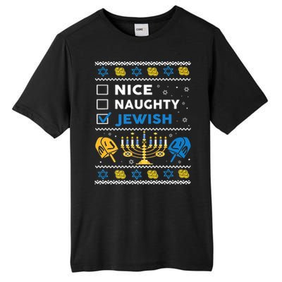 Nice Naughty Jewish Ugly Hanukkah Sweater Chanukah Jew Xmas Tall Fusion ChromaSoft Performance T-Shirt