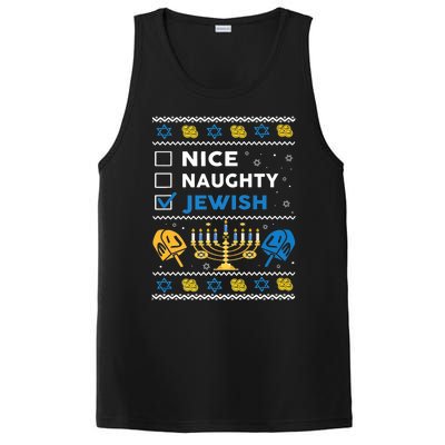 Nice Naughty Jewish Ugly Hanukkah Sweater Chanukah Jew Xmas PosiCharge Competitor Tank