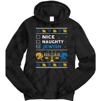 Nice Naughty Jewish Ugly Hanukkah Sweater Chanukah Jew Xmas Tie Dye Hoodie