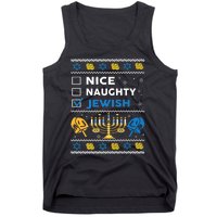 Nice Naughty Jewish Ugly Hanukkah Sweater Chanukah Jew Xmas Tank Top