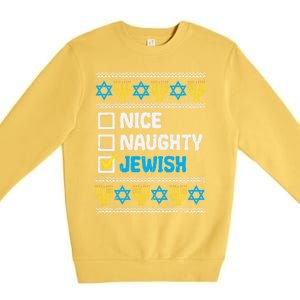 Nice Naughty Jewish Ugly Hanukkah Sweater Chanukah Jew Gift Premium Crewneck Sweatshirt