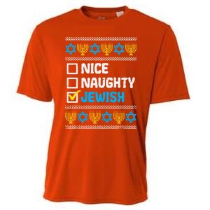 Nice Naughty Jewish Ugly Hanukkah Sweater Chanukah Jew Gift Cooling Performance Crew T-Shirt