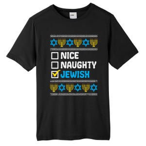 Nice Naughty Jewish Ugly Hanukkah Sweater Chanukah Jew Gift Tall Fusion ChromaSoft Performance T-Shirt