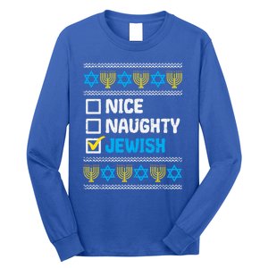 Nice Naughty Jewish Ugly Hanukkah Sweater Chanukah Jew Gift Long Sleeve Shirt